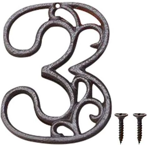 Métal Numéro de Maison en Fonte extérieur Moderne House Numbers Metal Sign Numéro de Porte Style rétro Numéro D'adresse Pour café, Bar, Restaurant (Numéro 3) (1/5)