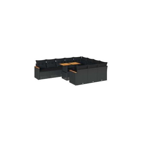 Ensemble de canapés de jardin 11 pcs et coussins rotin acacia (1/5)