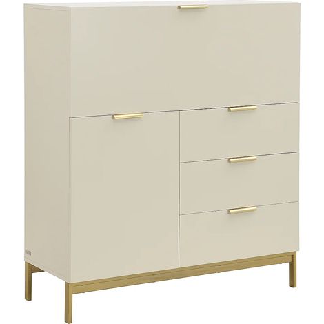 Scrivania con 2 ante e 3 cassetti MDF e Metallo Beige - ERWIN (1/5)
