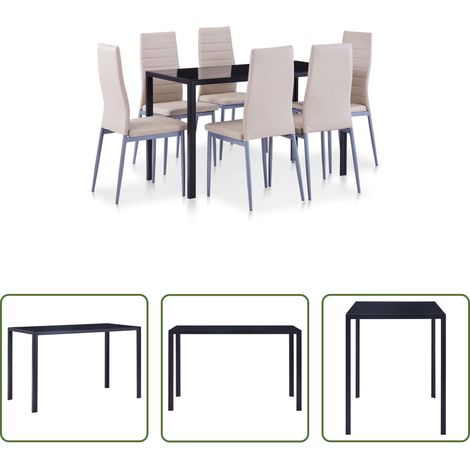 Chaises - Ensemble de salle à manger 7 pcs Cappuccino (1/5)