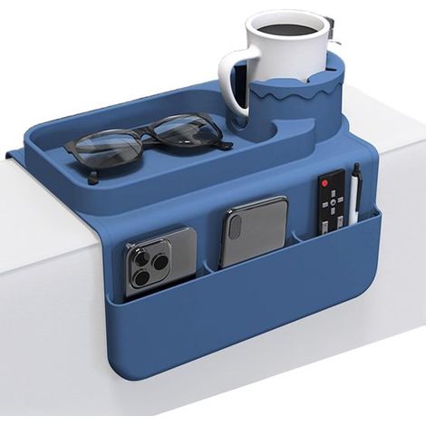 Portavasos reposabrazos sofá, silicona bebidas reposabrazos sofá, antideslizante silicona bebidas reposabrazos bolsillo lateral mando distancia (1/5)