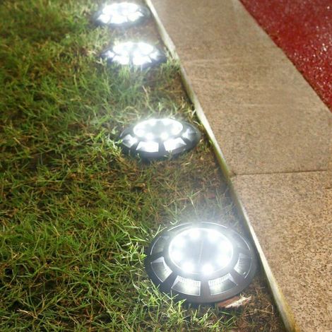 Lampe de pelouse étanche pour cour extérieure (4pcs, lampe solaire 8 + 8 enterrée [lumière blanche]) (1/3)