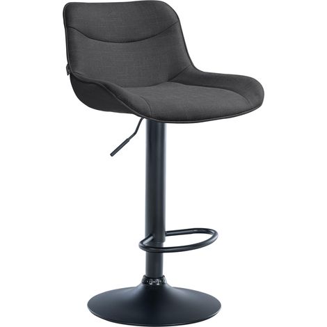 Sgabello da bar x1 girevole forma ergonomica cuciture decorative in tessuto grigio scuro struttura in metallo nero 100005767