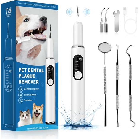 Kit de nettoyage des dents pour chien, brosse à dents étanche IPX6, élimine le tartre et prévient la mauvaise haleine et la gingivite.Nettoyer les Dents des Chiens et Chat (1/5)