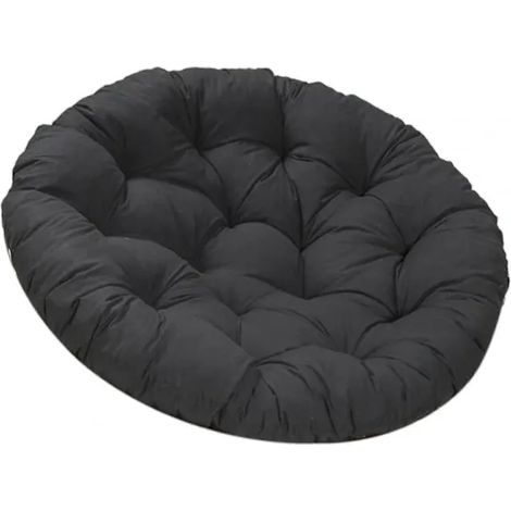 Coussin d'assise d'extérieur 60 x 60 cm, coussin de terrasse compatible avec fauteuil suspendu en rotin, noir (1/5)