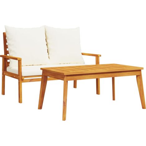 Ensemble de jardin avec coussin bois massif acacia (1/5)