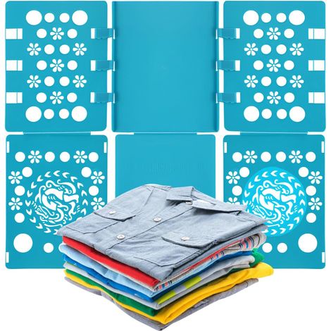 Plieuse Linge, Planche à Plier Le Linge Pliage Vetement Chemise Pulls Tee-Shirt pour Adultes et Enfants, Planche a Plier Le Linge 58 x 68CM Bleu