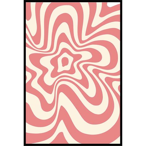 Affiche encadrée motif abstrait ondulé rose