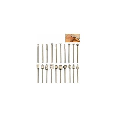Set di 20 testine di lima rotative, matrice in acciaio al tungsteno, diametro gambo 3 mm (1/8 di pollice), testine di lima Dremel per lavori di falegnameria fai-da-te - Crezuo
