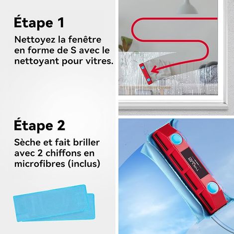 Lave Vitre Magnétique Nettoyeur Vitre Magnétique pour Fenêtres Lave Vitre Aimanté Nettoyage Vitre Magnétique (Simple/double vitrage, épaisseur de verre 8–18 mm (Bleu)) (1/4)