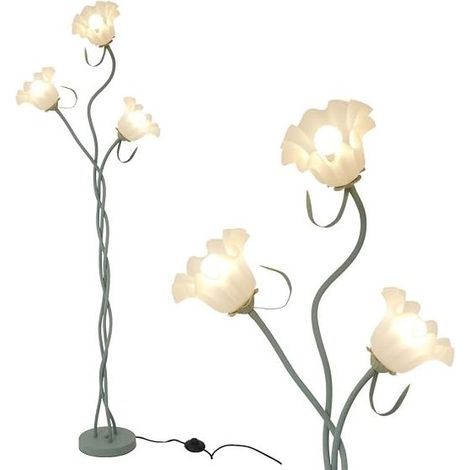 Stehlampe, Wohnzimmerlampe, Dreiflammenleuchte, Lampenschirm, Fußschalter, Beleuchtung für Wohnzimmer, Schlafzimmer, Büro, Arbeitszimmer, Schwanenhals (1/5)