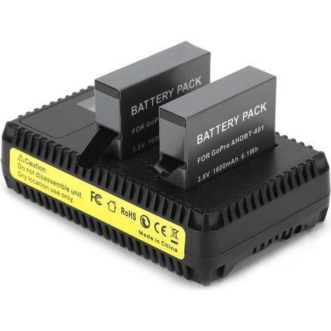 Chargeur double écran LCD AHDBT-401, accessoire pour caméra sport, batterie 1600 mAh pour Hero4 (1/5)