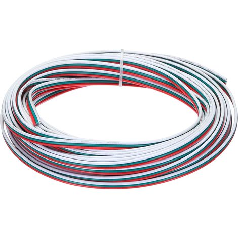 Fil Ruban Plat 20 AWG, Câble D'Extension LED 3 Broches, Longueur 39,4Ft, Diamètre 0,07", 3 Couleurs, Cuivre Étamé Multibrin de Calibre 20, 300V pour Câble RVB, Câblage Interne (1/5)