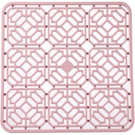 Tapis d'égouttage en silicone pour cuisine – Résistant à la chaleur, protecteur de plan de travail antidérapant, conception creuse pour l'évacuation de l'eau, découpable sur mesure (rose, 30 x 30 cm)
