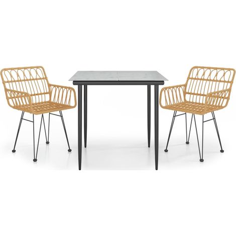 Maison Exclusive - Ensemble à manger de jardin 3 pcs Résine tressée