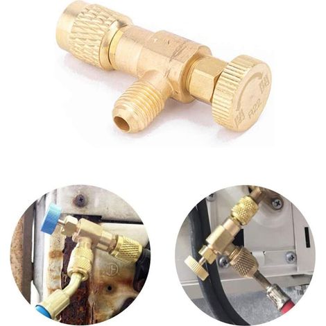 Vanne de Refroidissement de Climatisation Soupape de Sécurité R410A R22 Soupape de Sécurité Liquide Adaptateur pour Vanne de Régulation de Réfrigérant pour Vannes de Débit de Climatisation, 2 Pièces (1/5)