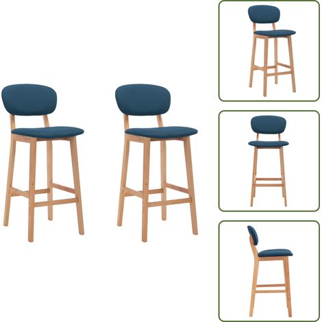 Tabourets de bar lot de 2 bleu tissu - Chaises De Bar - Tabourets De Comptoir - Meubles De Cuisine - Mobilier Moderne - Chaises Rembourrées (1/5)