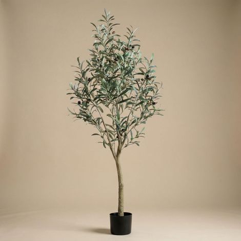 Olivier Artificiel en Pot Plante Décorative Style Méditerranéen avec Olives 140 cm - PANGIVO (1/5)