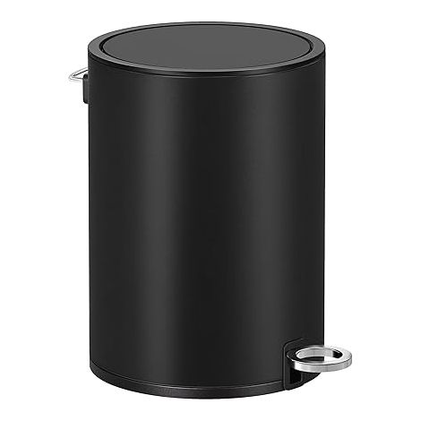 SONGMICS Poubelle 3L, Poubelle de Salle de Bain, Petit, avec Couvercle, Fermeture en Douceur, Seau Intérieur Amovible en Plastique, pour Salle de Bain, Bureau, Acier, Noir (1/5)