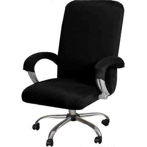 Housse de chaise de bureau extensible en velours peluche avec accoudoirs, housse de siège pour chaise de bureau adaptée aux animaux et aux enfants, housse de chaise de bureau universelle amovible (1/5)