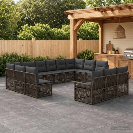 Set Divano da Giardino 13 pcs Grigio polyrattan vidaXL (1/5)