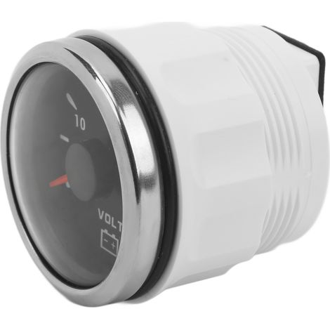 52-mm-Marinevoltmeter (8–16 V) mit Zeiger, 7-farbiger Hintergrundbeleuchtung, wasserdicht (IP67), für Boote, Wohnwagen und Autos (9–32 V), Schwarz (1/5)