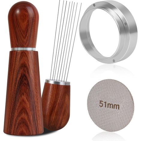 Ensemble d'accessoires pour machine à expresso 51 mm – Entonnoir doseur + Filtre à café + Mélangeur – Acier inoxydable 316 (1/4)