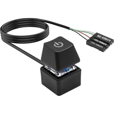1 Bouton mécanique, 7 couleurs RGB, câble tressé 2m, interrupteur alimentation PC, compatible ATX, pour gaming, noir (1/5)