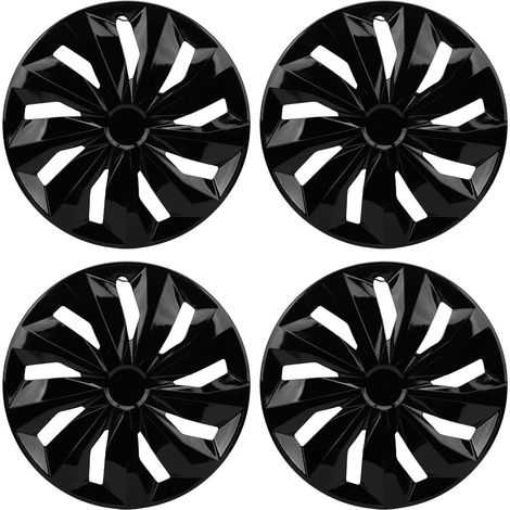 Enjoliveurs Roue Remplacement, 4 Pièces 17 Pouces Ajustement Universel Capuchon Protection Jante à Clipser pour Plupart des Voitures, Camions, SUV, Accessoires Modification (Black) (1/5)