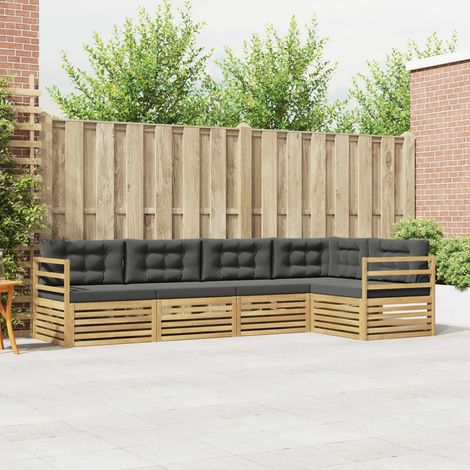 Teenpull – Outdoor-Sofagarnitur 5 Stk. Weiß und Anthrazit Polyester (1/5)