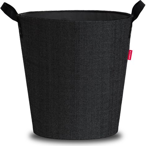 Le Marquier – Panier à bois rond noir pour bûches jusqu'à 50 cm – Tenue rigide – Dimensions 44 x 44 x 45 cm – Équipé de deux anses (1/2)
