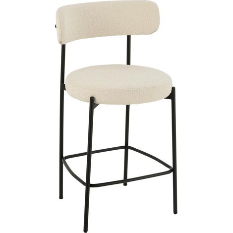 Chaise de Bar en Tissu Bouclé "Aldo" 97cm Blanc (1/5)