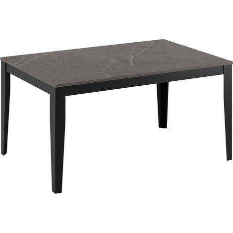 Tavolo allungabile Big, Top in melaminico marmo antracite, base in metallo nero, dimensioni 156/316x90x76 cm - Tavolo da pranzo moderno (1/3)