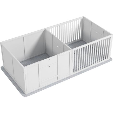 Caja de parto para cachorros, corral para cachorros con almohadilla absorbente impermeable, puerta ajustable, corral para cachorros de razas pequeñas a grandes, en el sitio (1/5)