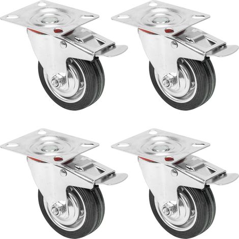 HMF 6790 Schwerlastrollen aus Vollgummi, 4er Set, 75 mm, Schwarz (1/5)