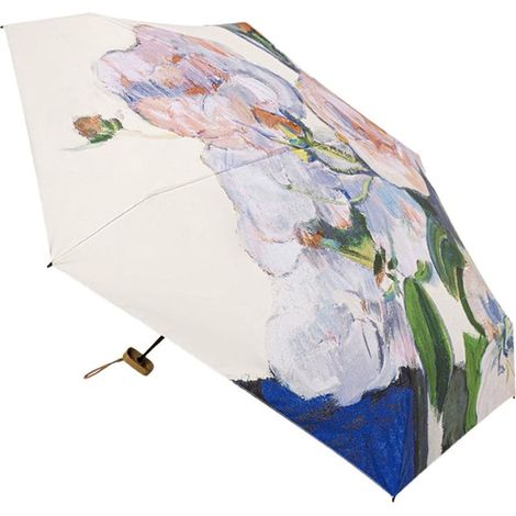 Parasol de 15 x 6 cm anti-UV pour la plage, léger et portable, avec motif floral, pliable pour les trajets quotidiens, les événements en plein air, les voyages et une utilisation quotidienne (1/5)