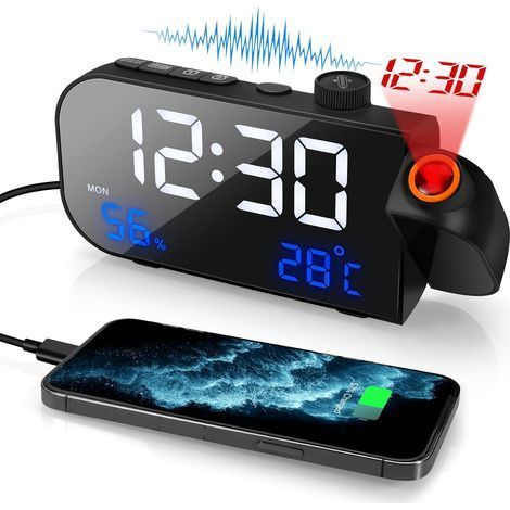 Alarm Clock Digital Bedside Clocks for Bedroom with FM Radio Proj