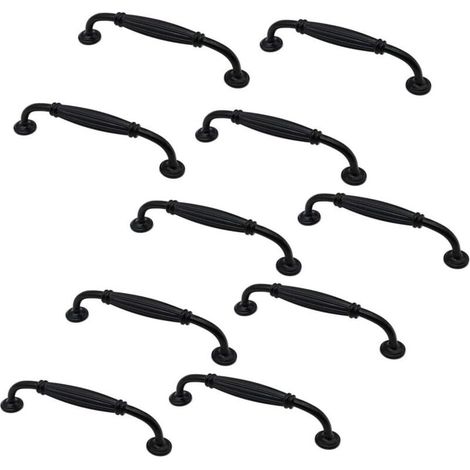Lot De 10 Poignées Et Tirettes De Porte De Meuble En Alliage De Zinc De 146 Mm De Long Pour Armoires De Cuisine, Armoires De Cuisine, Poignées De Placard De Centre À Centre 128 Mm Noir Mat