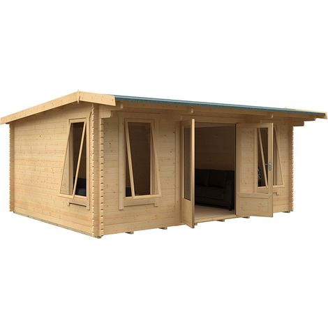18x14 The Jacob 44mm Cabin - L535 x W415 x H247 cm - Solid Wood/Softwood/Pine - Natural