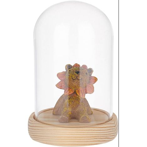 Cloche en Verre Dôme D'affichage en Verre avec Socle en Bois Bouteilles de Décoration en Verre pour Affichage de Rose Lumières Sculptures en Argile Petits Gâteaux 83x80mm (1/5)