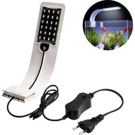 Lampe LED pour aquarium, pince réglable, pour poissons et plantes aquatiques, cadre blanc.-AquaForge (1/5)