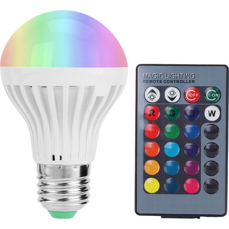 Ampoule Led E27 Rgb 3W 85-265V Avec Télécommande Modes Lumineux Multiples Pour Décoration Intérieure Lot De 1 (1/5)