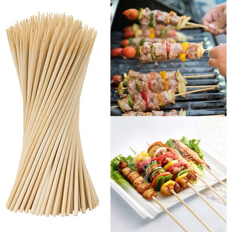brochettes de naturel bâtons en 6 pouces pour la nourriture Kabob BBQ apéritif grillades fruits Yakitori barbecue 300 pièces Bambou Bois (1/5)