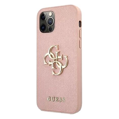 GUESS Hard Cover 4G Big Metal Logo Pink, für Apple iPhone 12 / 12 Pro, GUHCP12M4GMGPI