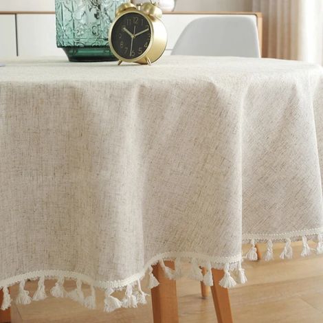 Linge de table coton Nappe ronde 120 cm lin résistante taches (1/4)
