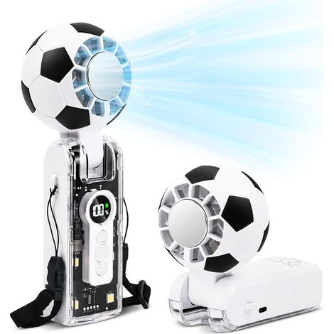 3 en 1 Mini Ventilateur Portable,Mini Ventilateur à Main,Hand Fan,avec Fonction de Refroidissement,6 Vitesses,Avec Lanière,4000mAh,pour Bureau,Voyages,Maquillage,Camping (Bianco) (1/5)