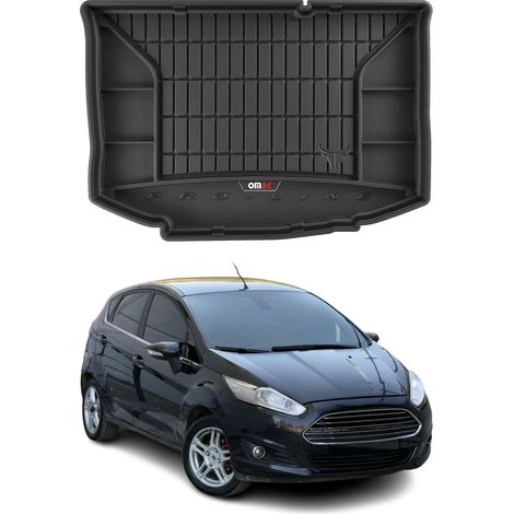 Tapis de Coffre 3D TPE Premium Compatible avec Ford Fiesta MK VI 2008-2017 - Bac de Protection de Coffre Intérieur antidérapant Revêtement de Coffre Bords Hauts pour Voiture Noir