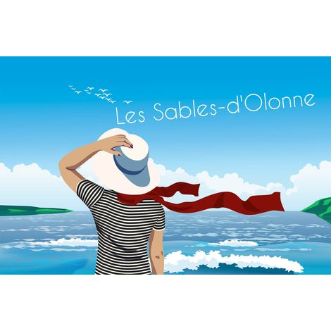Tableau sur toile illustration les sables-d'Olonne 45x65 cm - Impression sur Toile Murale Décorative - Image imprimée en HD sur Toile - Toile sur Châssis en Bois FSC - Fabriqué en France (1/4)