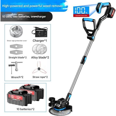Tondeuse à gazon sans balais 21 V, coupe-bordures sans fil, alimentée par batterie 6,0 Ah, avec chargeur et lames, adaptée aux jardins et aux cours (1/5)