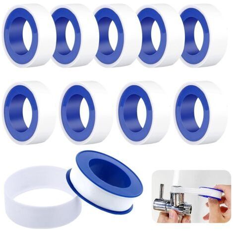 BUNTHAUS Lot de 10 Teflon Plomberie Teflon Ruban 19mm x 15m Ruban Ptfe PTFE Ruban Étanchéité pour Piscines, Cuisines,Robinets, Douches et Baignoires (blanc) (1/5)